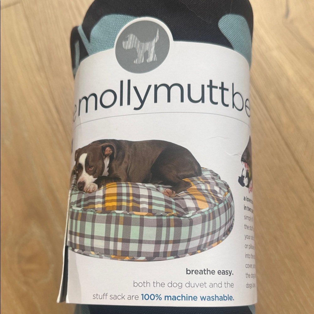Plaid Dog Duvet Cover - Blue and Gray